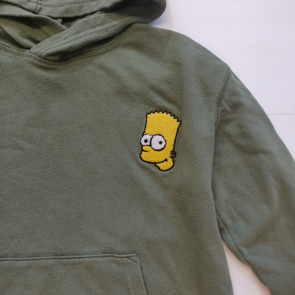 Bart Simpson Hoodie Green Olive Pullover Popsugar x Old Navy The Simpsons S 6 7 - Picture 5 of 9